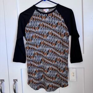 NWT Disney LuLaRoe Randy Raglan Shirt‎ with Minnie Mouse Size XS Black Gray New